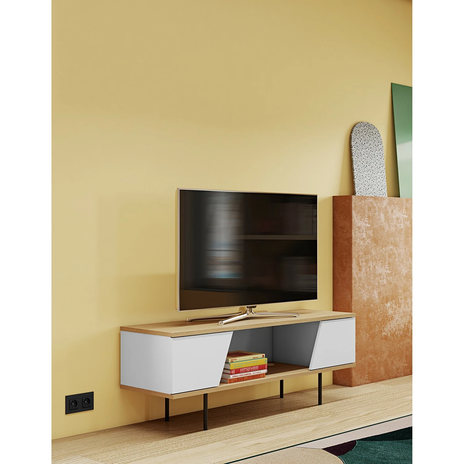 Temahome Meuble TV Dixie - Chêne / Blanc 4 Temahome Meuble TV Dixie - Chêne / Blanc – Image 2