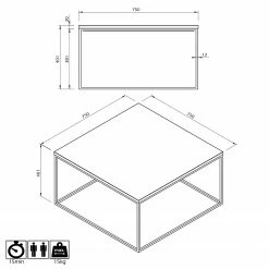 Temahome Table basse Gleam I - Marbre / Métal - Vert / Noir - Largeur : 75 cm -loftscape Boutique 1000255267 210324 15033700392 SKETCH DETAILS P000000001000255267 sketch