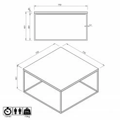 Temahome Table basse Gleam I - Marbre / Métal - Blanc / Chrome - Largeur : 75 cm -loftscape Boutique 1000255269 210324 15033800404 SKETCH DETAILS P000000001000255269 sketch
