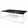 Temahome Table basse Gleam I - Marbre / Métal - Noir / Chrome - Largeur : 120 cm
