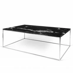 Temahome Table basse Gleam I - Marbre / Métal - Noir / Chrome - Largeur : 120 cm