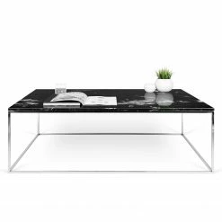 Temahome Table basse Gleam I - Marbre / Métal - Noir / Chrome - Largeur : 120 cm -loftscape Boutique 1000255277 210324 15033800450 DETAILS P000000001000255277