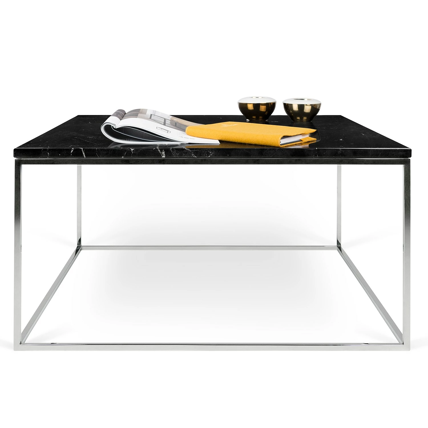 Temahome Table basse Gleam I - Marbre / Métal - Noir / Chrome - Largeur : 75 cm 5 Temahome Table basse Gleam I - Marbre / Métal - Noir / Chrome - Largeur : 75 cm – Image 3