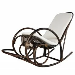 Ars Natura Rocking chair Avaray - Tissu / Rotin - Marron foncé