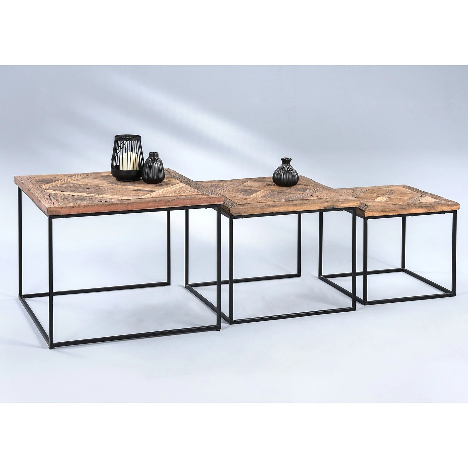Red Living Tables gigognes Le Meux II (lot de 3) - Bois recyclé massif / Métal - Marron / Noir 7 Red Living Tables gigognes Le Meux II (lot de 3) - Bois recyclé massif / Métal - Marron / Noir – Image 5