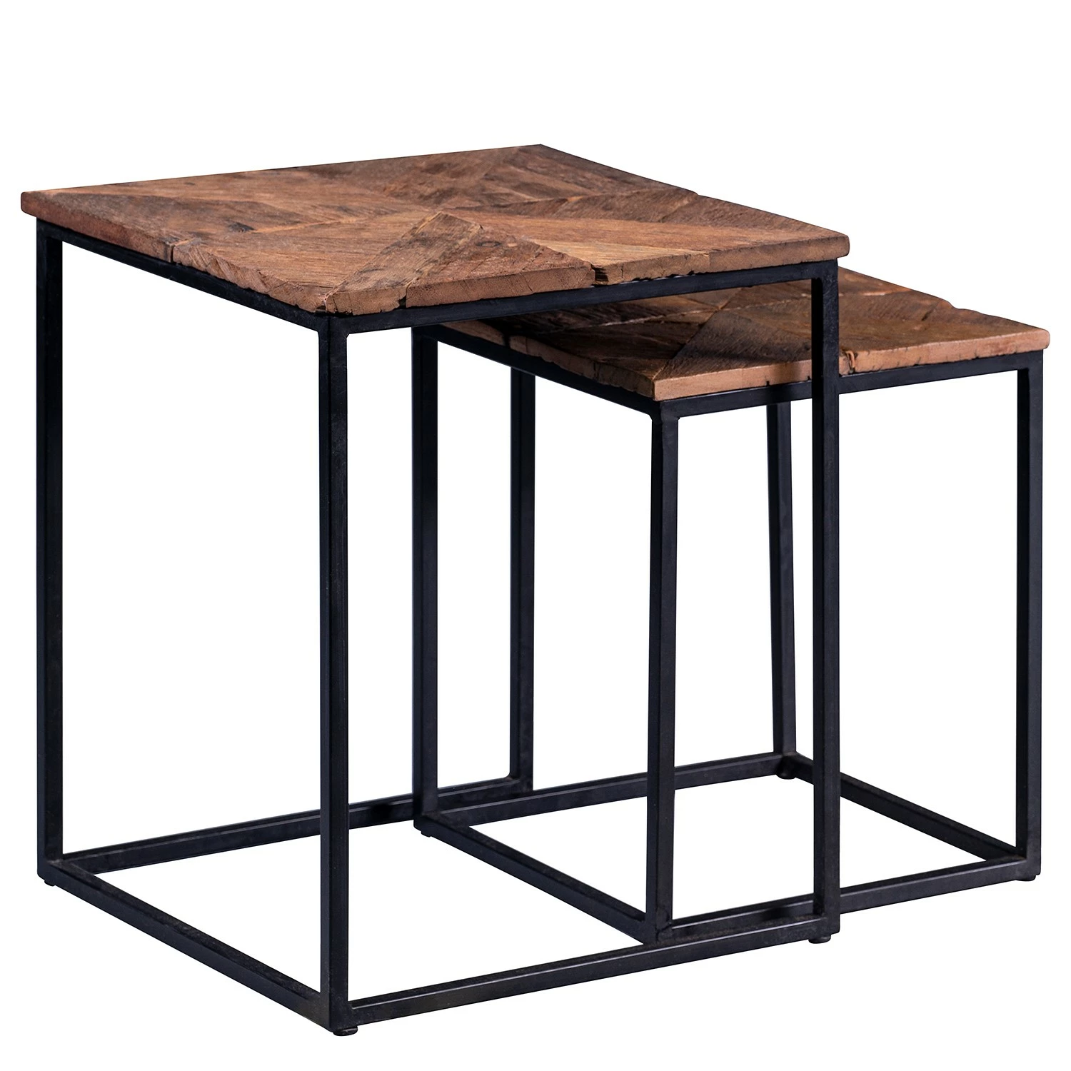 Red Living Tables gigognes Le Meux I (lot de 2) - Bois recyclé massif / Métal - Marron / Noir 5 Red Living Tables gigognes Le Meux I (lot de 2) - Bois recyclé massif / Métal - Marron / Noir – Image 3