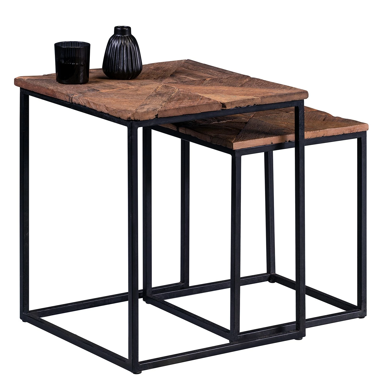 Red Living Tables gigognes Le Meux I (lot de 2) - Bois recyclé massif / Métal - Marron / Noir 7 Red Living Tables gigognes Le Meux I (lot de 2) - Bois recyclé massif / Métal - Marron / Noir – Image 5