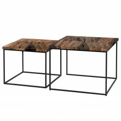 Red Living Tables gigognes Le Meux I (lot de 2) - Bois recyclé massif / Métal - Marron / Noir