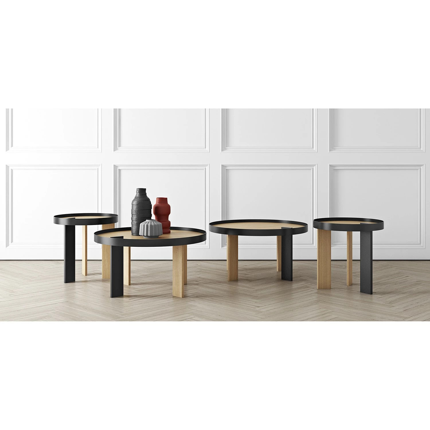 Temahome Table basse Bruno - Placage en bois véritable / Métal -Chêne / Noir 5 Temahome Table basse Bruno - Placage en bois véritable / Métal -Chêne / Noir – Image 3