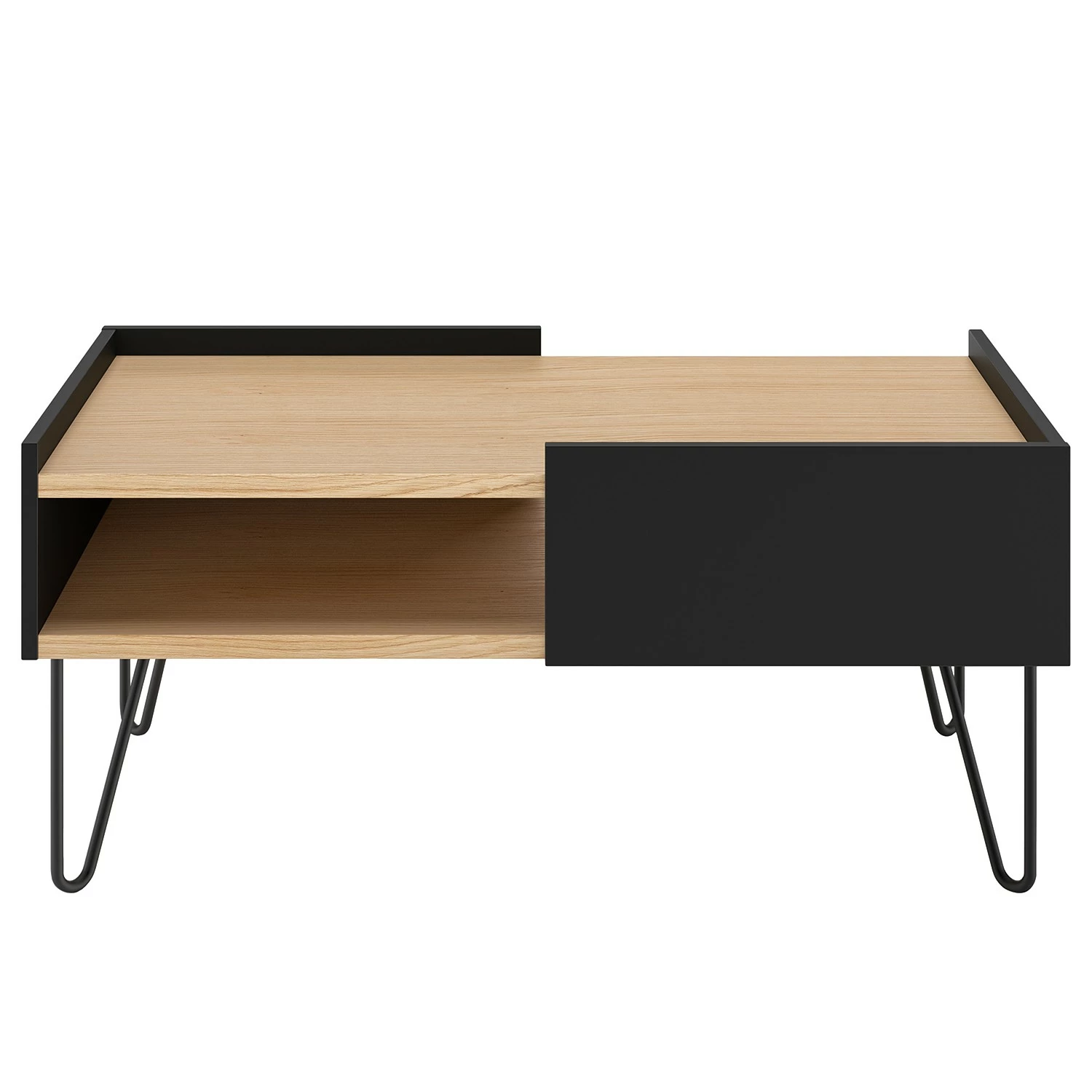 Temahome Table basse Nina - Placage en bois véritable / Métal - Chêne / Noir 5 Temahome Table basse Nina - Placage en bois véritable / Métal - Chêne / Noir – Image 3
