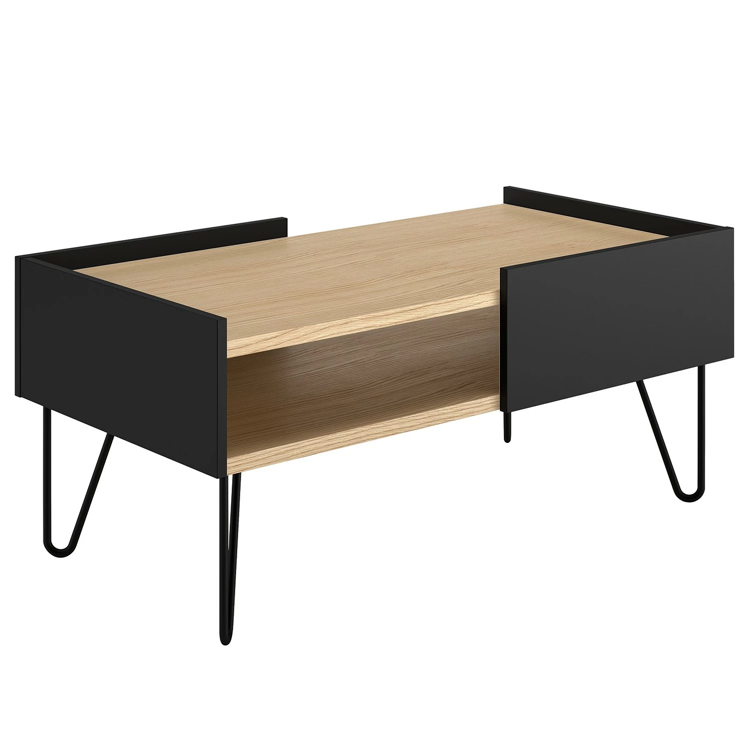 Temahome Table basse Nina - Placage en bois véritable / Métal - Chêne / Noir 6 Temahome Table basse Nina - Placage en bois véritable / Métal - Chêne / Noir – Image 4