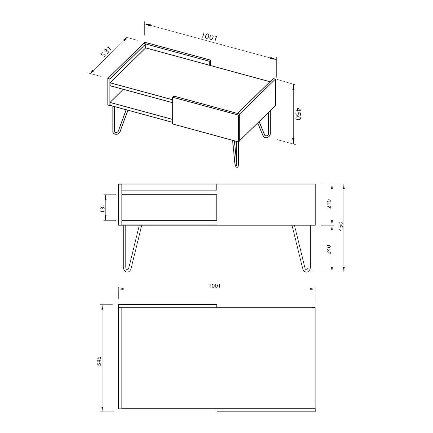 Temahome Table basse Nina - Placage en bois véritable / Métal - Chêne / Noir 7 Temahome Table basse Nina - Placage en bois véritable / Métal - Chêne / Noir – Image 5