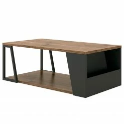 Temahome Table basse Albi - Placage en bois véritable - Noyer / Noir