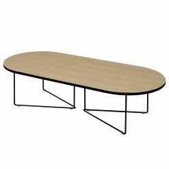 Temahome Table basse Oval - Placage en bois véritable / Métal - Chêne clair