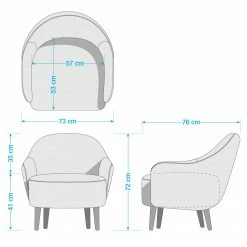 Studio Copenhagen Fauteuil Viggianello - Tissu - Tissu Nona: Bleu foncé -loftscape Boutique 1000256575 210809 09092300086 SKETCH DETAILS P000000001000256575 sketch