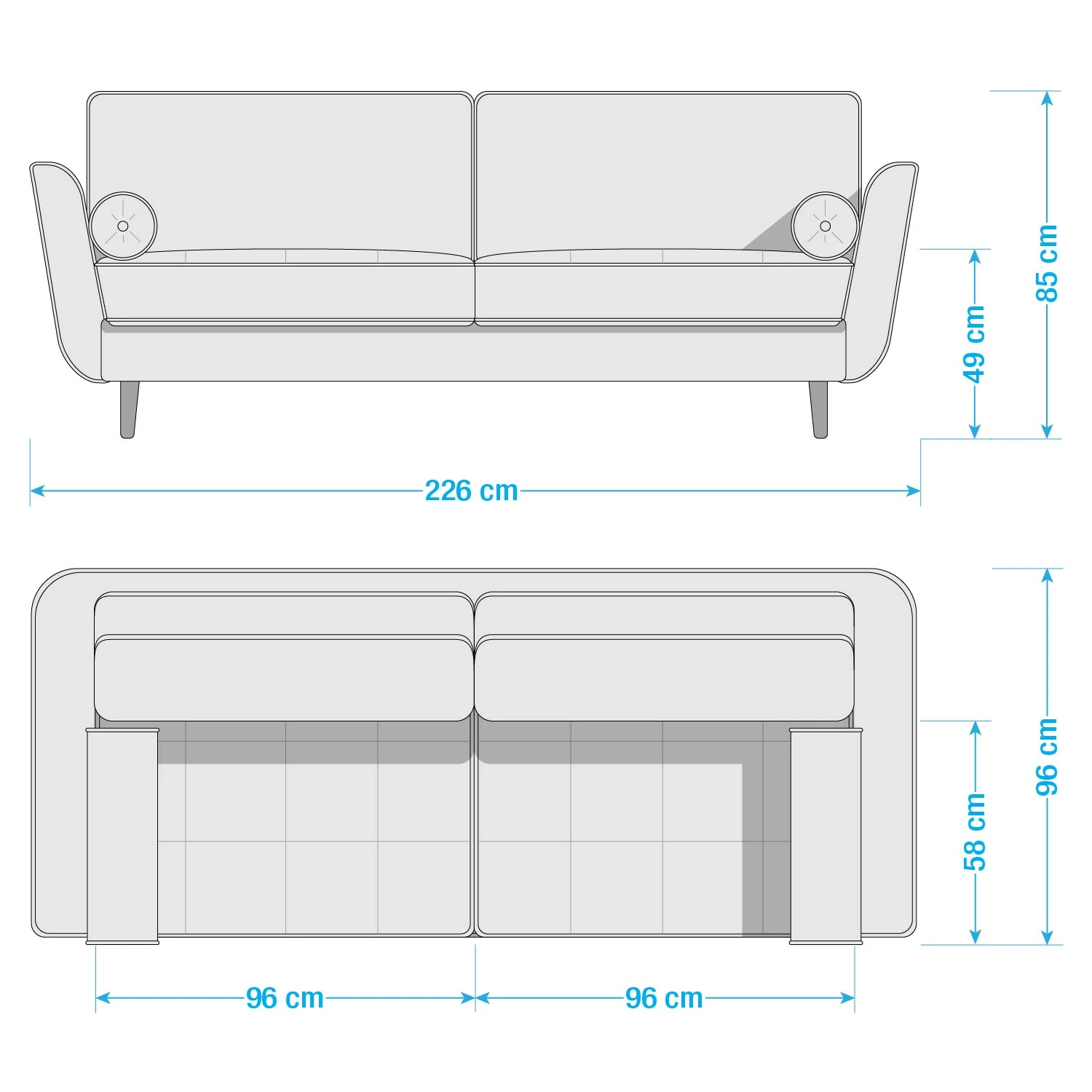 Studio Copenhagen Canapé Vieux Lyon (3 places) - Microfibre - Microfibre Panja: Bleu 16 Studio Copenhagen Canapé Vieux Lyon (3 places) - Microfibre - Microfibre Panja: Bleu – Image 14
