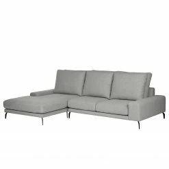 Bizzarto Canapé d’angle Penda II - Tissu - Tissu Sogol: Gris fumé - Méridienne courte à gauche (vue de face)