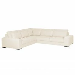 Bizzarto Canapé d’angle Gurabo II - Tissu - Tissu Sogol: Créme - Méridienne courte montable des deux côtés