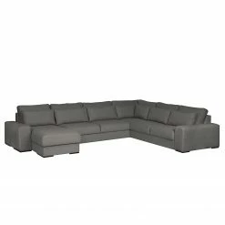 Bizzarto Canapé panoramique Gurabo - Tissu - Tissu Sogol: Gris foncé - Méridienne courte à gauche (vue de face)