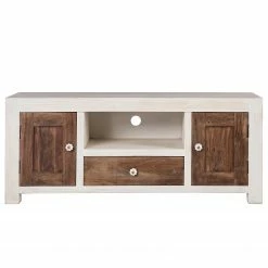 Wolf-Möbel Meuble TV Maison - Acacia massif - Acacia couleur pierre / Blanc cassé -loftscape Boutique 1000257236 220406 030 DETAILS P000000001000257236