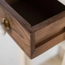 Wolf-Möbel Sellette Maison - Acacia massif - Acacia couleur pierre / Blanc cassé - Hauteur : 75 cm -loftscape Boutique 1000257243 220406 045 DETAILS P000000001000257243