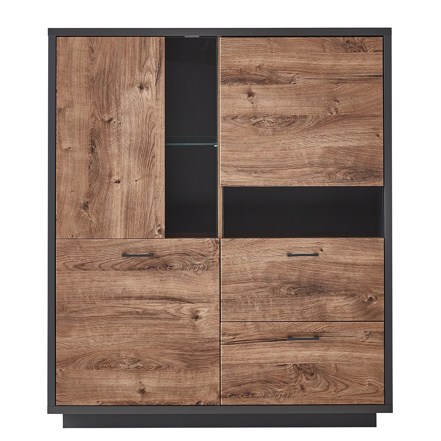 Red Living Buffet haut Batey - Imitation chêne de Havel / Graphite 7 Red Living Buffet haut Batey - Imitation chêne de Havel / Graphite – Image 5