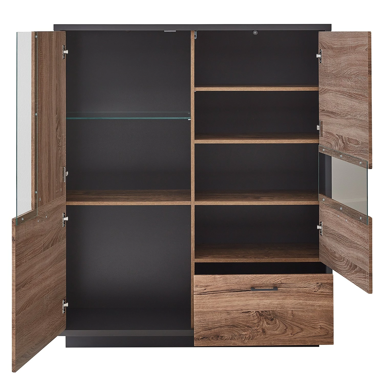 Red Living Buffet haut Batey - Imitation chêne de Havel / Graphite 8 Red Living Buffet haut Batey - Imitation chêne de Havel / Graphite – Image 6