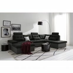 Fredriks Canapé panoramique Puntiro - Imitation cuir / Tissu structuré - Cuir synthétique Lilo / Tissu structuré Satur: Gris foncé / Anthracite -loftscape Boutique 1000257984 210614 18413101533 MOOD DETAILS P000000001000257984 mood