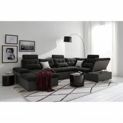 Fredriks Canapé panoramique Puntiro - Imitation cuir / Tissu structuré - Cuir synthétique Lilo / Tissu structuré Satur: Gris foncé / Anthracite -loftscape Boutique 1000257984 210614 18413101534 MOOD DETAILS P000000001000257984 mood