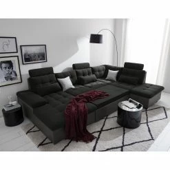 Fredriks Canapé panoramique Puntiro - Imitation cuir / Tissu structuré - Cuir synthétique Lilo / Tissu structuré Satur: Gris foncé / Anthracite -loftscape Boutique 1000257984 210614 18413101535 MOOD DETAILS P000000001000257984 mood