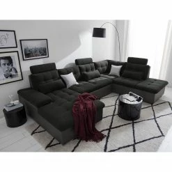 Fredriks Canapé panoramique Puntiro - Imitation cuir / Tissu structuré - Cuir synthétique Lilo / Tissu structuré Satur: Gris foncé / Anthracite -loftscape Boutique 1000257984 210614 18413201543 DETAILS P000000001000257984