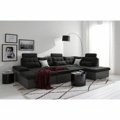 Fredriks Canapé panoramique Puntiro - Imitation cuir / Tissu structuré - Cuir synthétique Lilo / Tissu structuré Satur: Gris foncé / Anthracite -loftscape Boutique 1000257984 210614 18413201544 DETAILS P000000001000257984