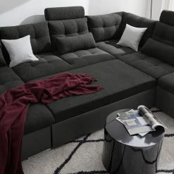 Fredriks Canapé panoramique Puntiro - Imitation cuir / Tissu structuré - Cuir synthétique Lilo / Tissu structuré Satur: Gris foncé / Anthracite -loftscape Boutique 1000257984 210614 18413201546 DETAILS P000000001000257984