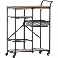 Red Living Desserte Nasva I - Sapin massif / Métal - Sapin / Noir