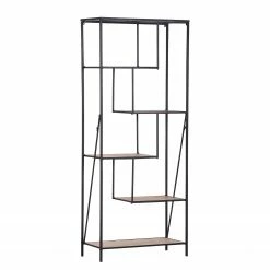 Red Living Étagère Cap Cana II - Placage en bois véritable / Métal - Araucaria de Chine / Noir