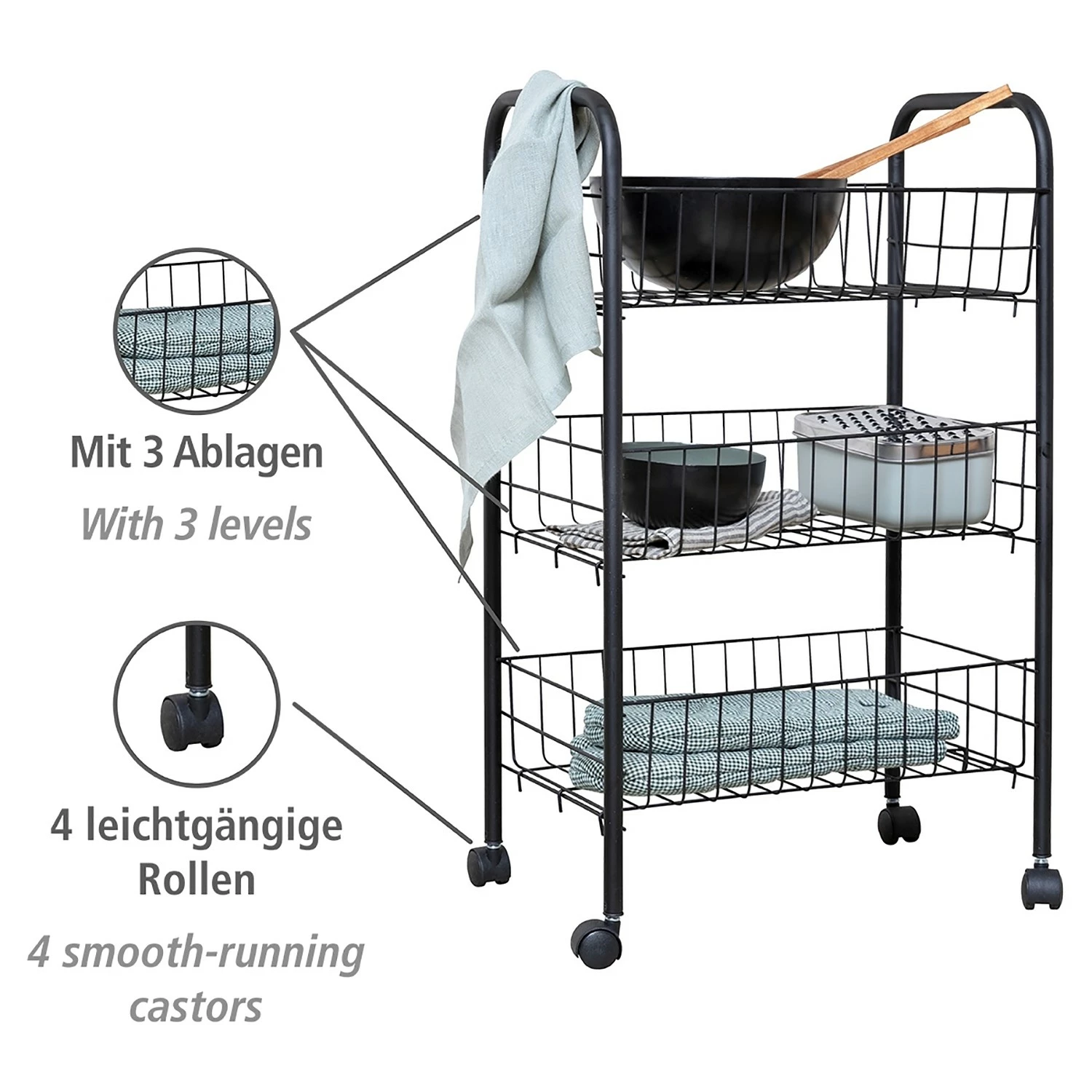 WENKO Desserte Florenz - Métal - Noir 4 WENKO Desserte Florenz - Métal - Noir – Image 3