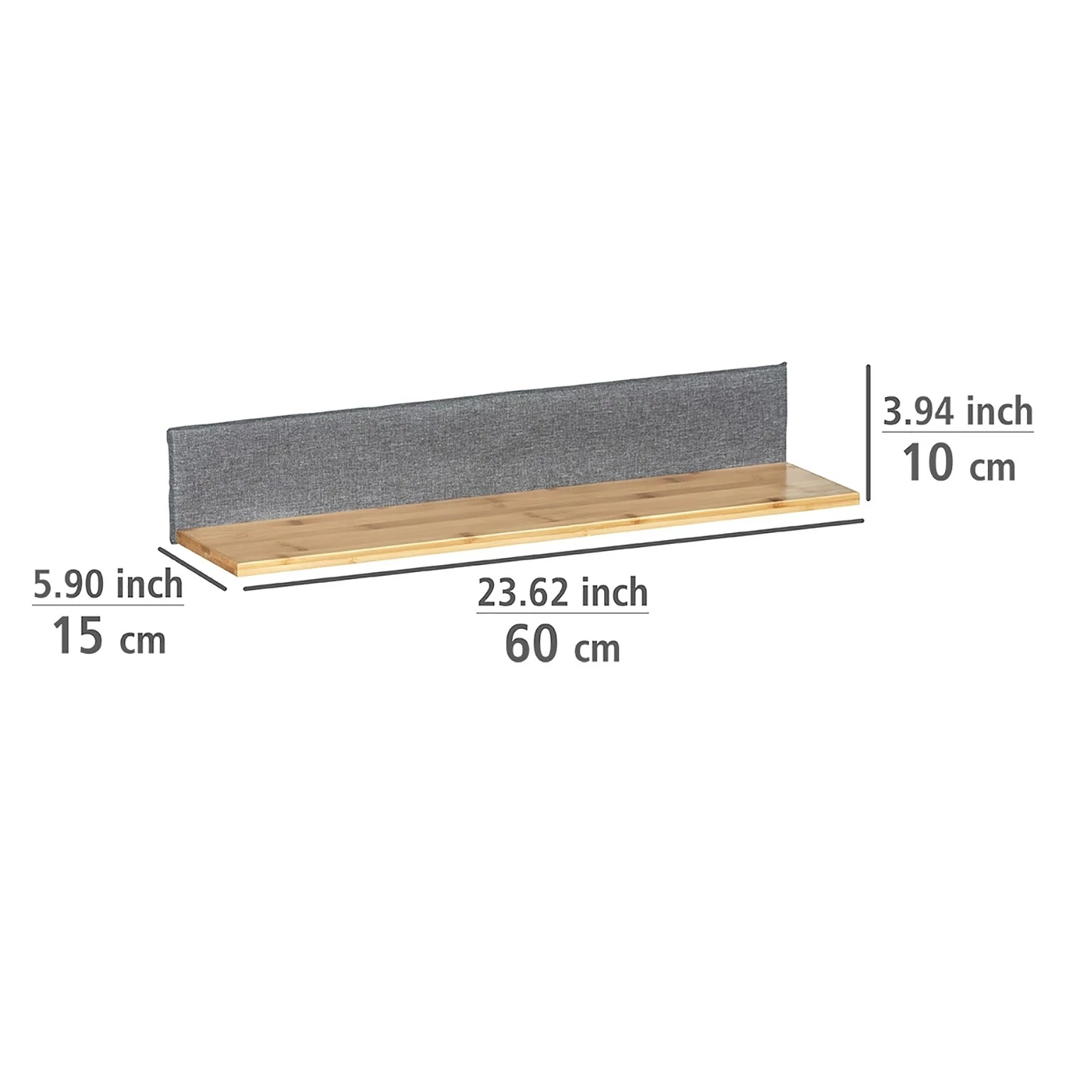 WENKO Étagère murale Bahari - Bambou massif - Marron / Gris 8 WENKO Étagère murale Bahari - Bambou massif - Marron / Gris – Image 6