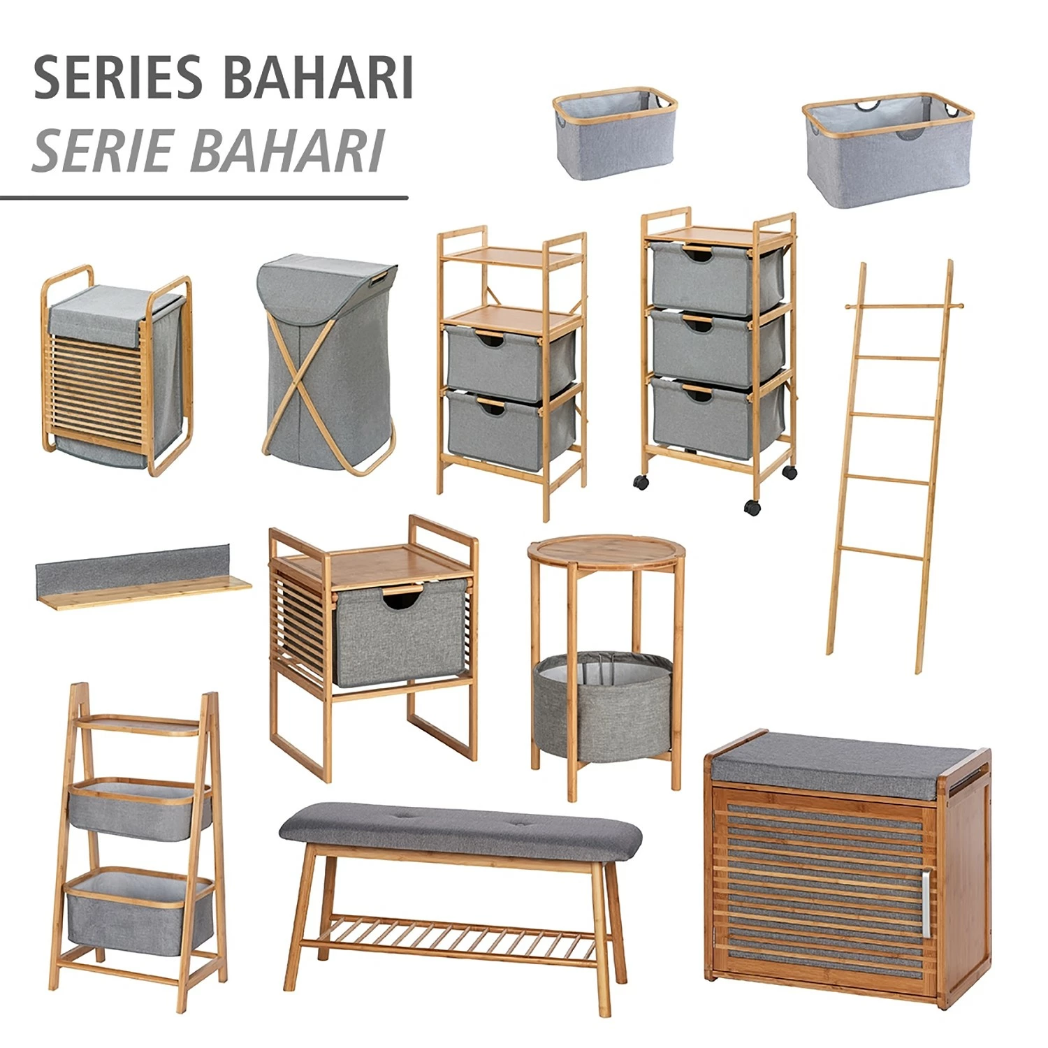 WENKO Étagère murale Bahari - Bambou massif - Marron / Gris 9 WENKO Étagère murale Bahari - Bambou massif - Marron / Gris – Image 7