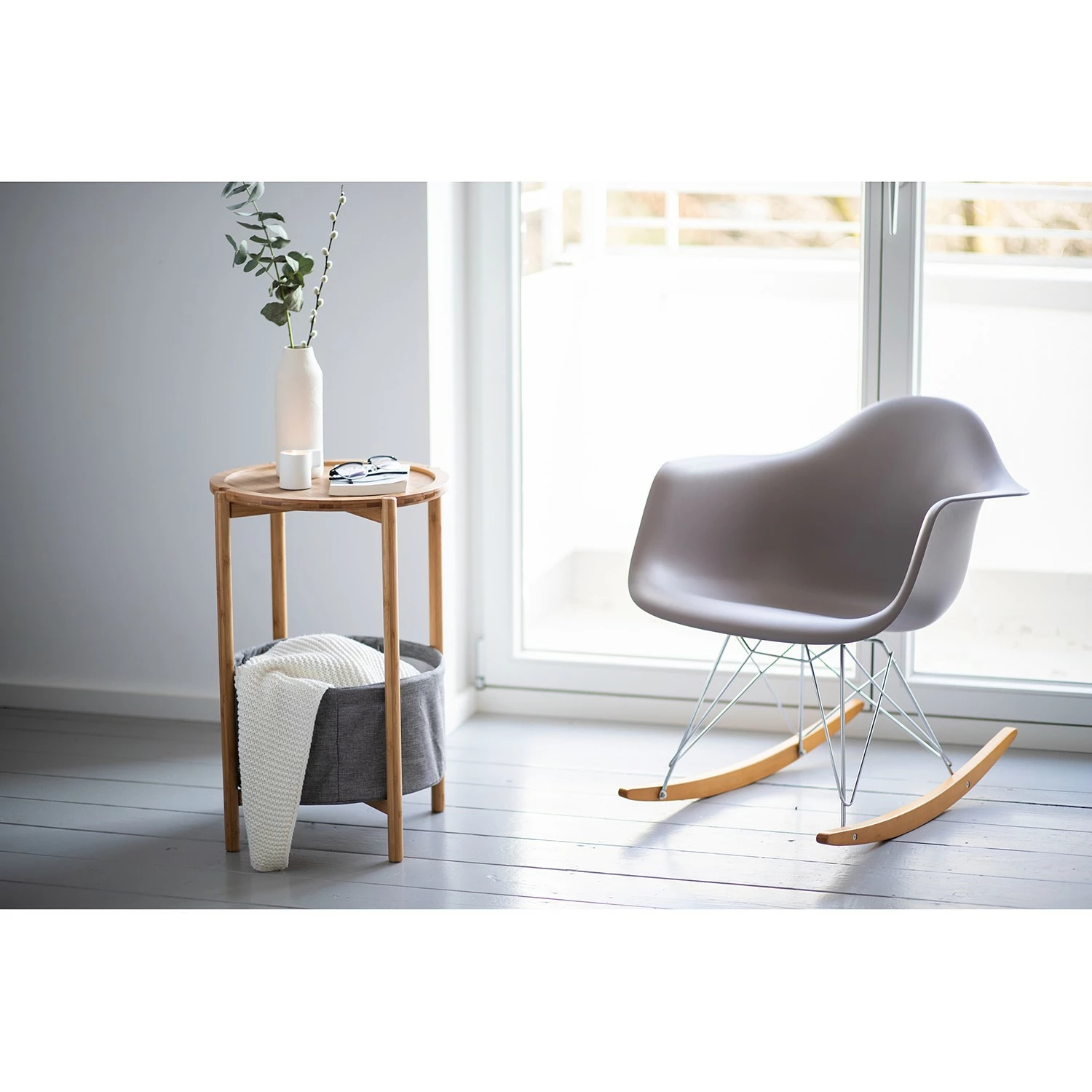 WENKO Bout de canapé Bahari I - Bambou massif - Gris 4 WENKO Bout de canapé Bahari I - Bambou massif - Gris – Image 2