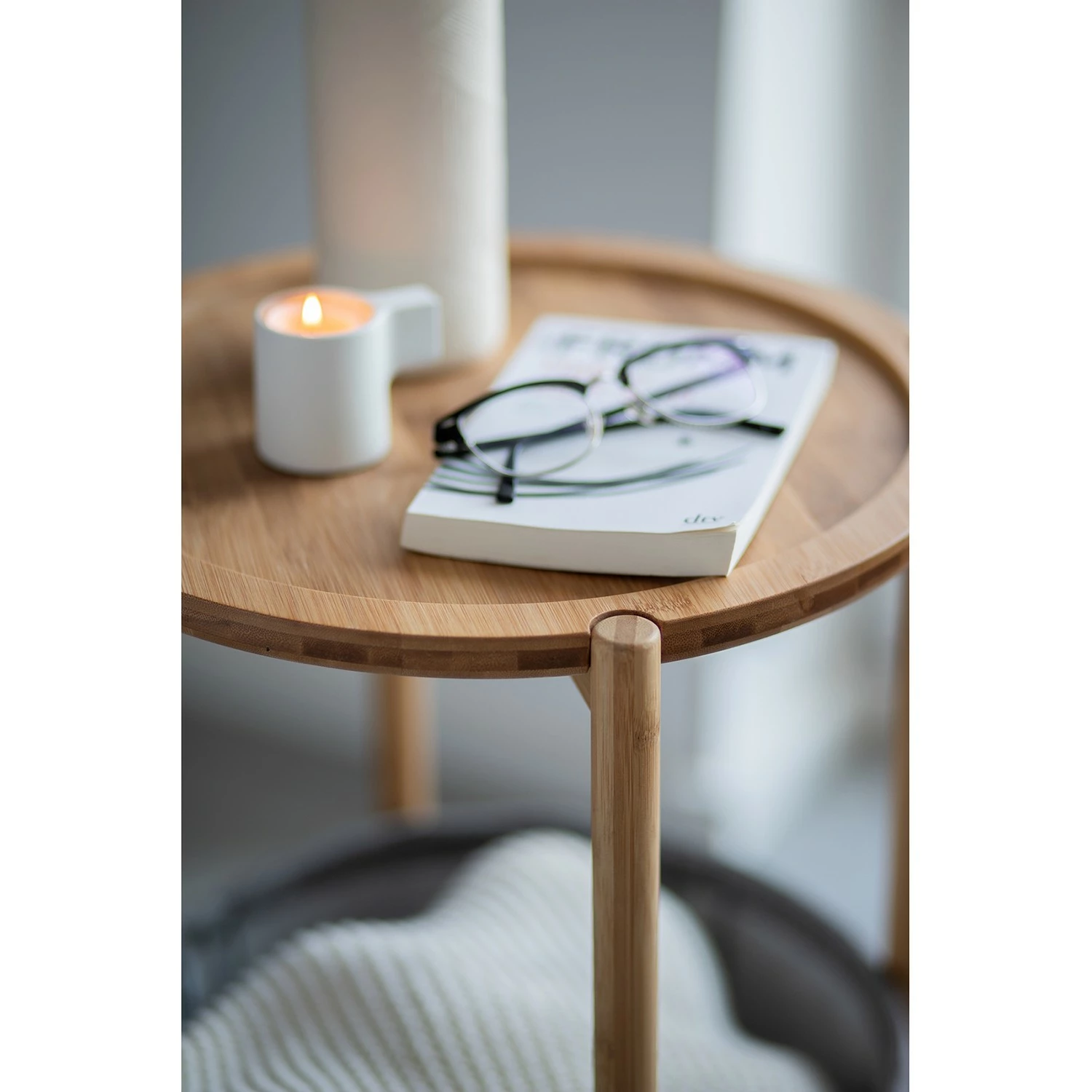 WENKO Bout de canapé Bahari I - Bambou massif - Gris 5 WENKO Bout de canapé Bahari I - Bambou massif - Gris – Image 3