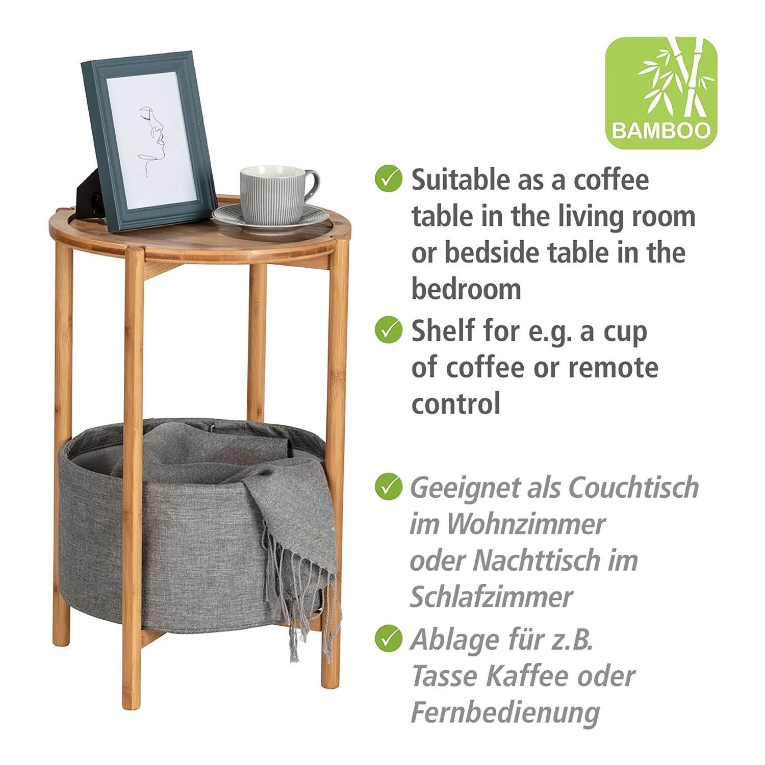 WENKO Bout de canapé Bahari I - Bambou massif - Gris 10 WENKO Bout de canapé Bahari I - Bambou massif - Gris – Image 8