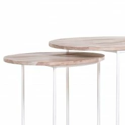 Norrwood Tables gigognes Bayardo (2 éléments) - Manguier massif / Métal - Manguier clair / Blanc -loftscape Boutique 1000261415 210430 11580400011 MOOD DETAILS P000000001000261415 mood