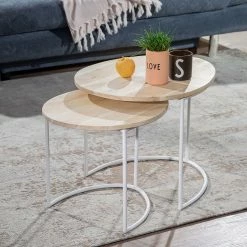 Norrwood Tables gigognes Bayardo (2 éléments) - Manguier massif / Métal - Manguier clair / Blanc -loftscape Boutique 1000261415 210625 14353200001 MOOD DETAILS P000000001000261415 mood