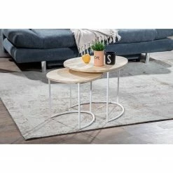 Norrwood Tables gigognes Bayardo (2 éléments) - Manguier massif / Métal - Manguier clair / Blanc -loftscape Boutique 1000261415 210625 14353200002 MOOD DETAILS P000000001000261415 mood