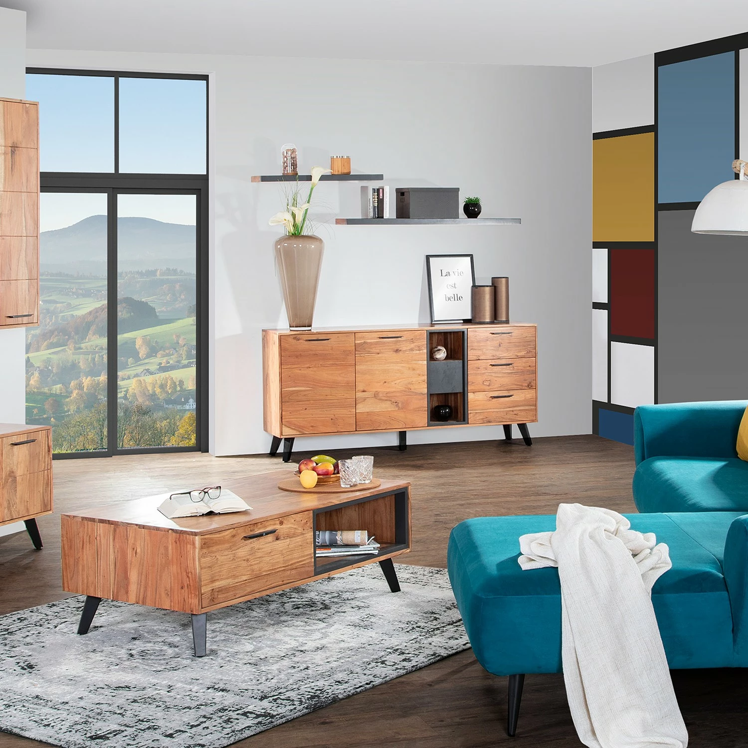 Naturoo Tablette murale Manabi - Acacia massif - Acacia / Anthracite 4 Naturoo Tablette murale Manabi - Acacia massif - Acacia / Anthracite – Image 2