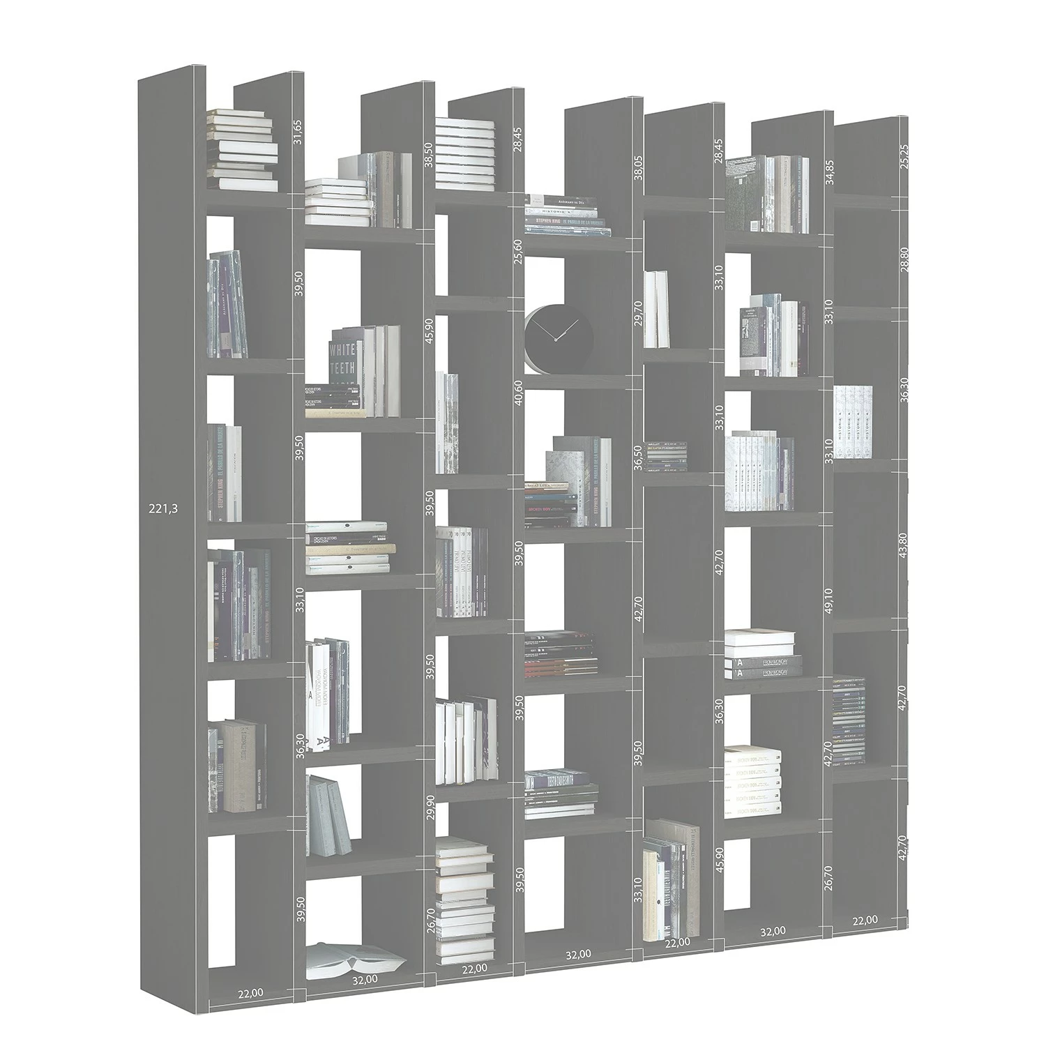 Loftscape Bibliothèque Emporior II - Imitation chêne marron-noir - Largeur : 221 cm 4 Loftscape Bibliothèque Emporior II - Imitation chêne marron-noir - Largeur : 221 cm – Image 2