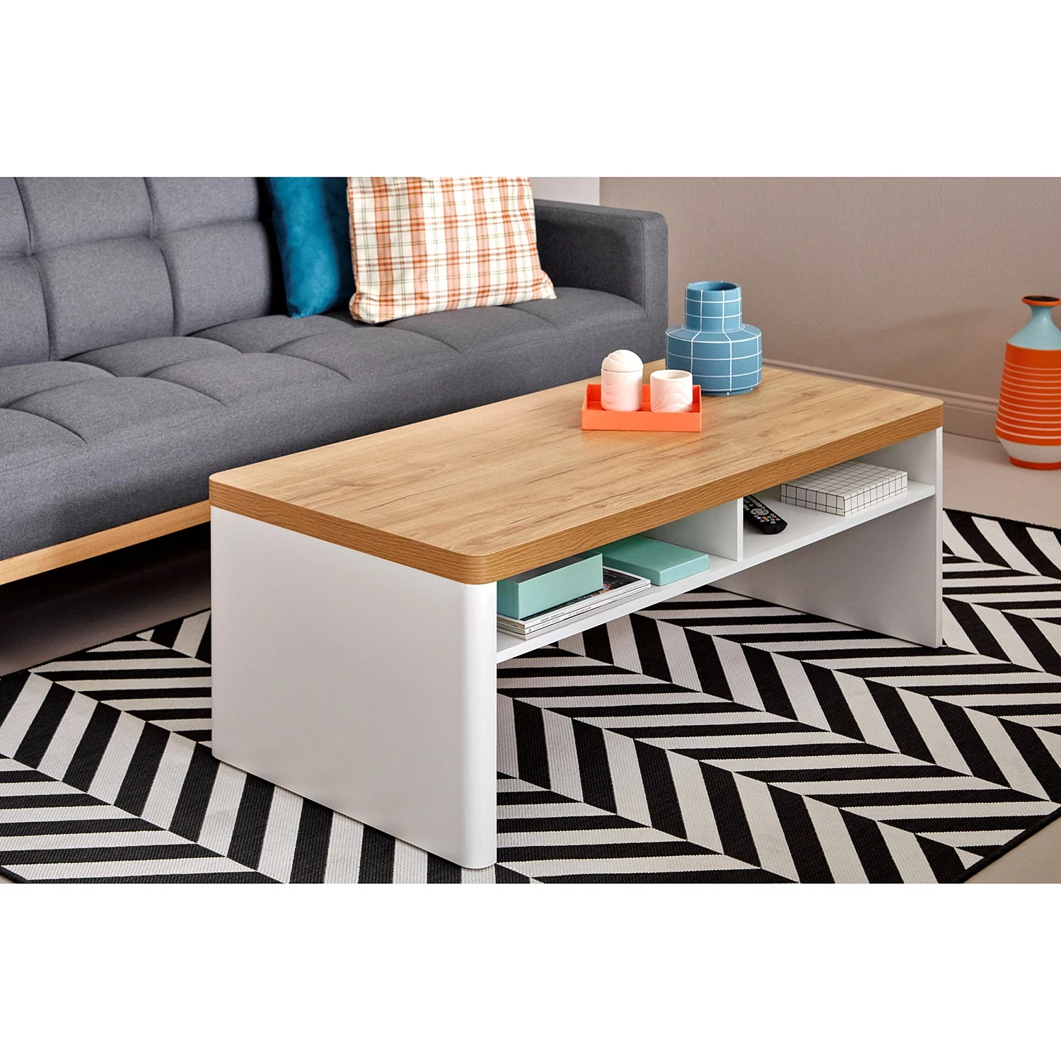 Jahnke Table basse Libre Coffee - Imitation duramen de chêne / Blanc 4 Jahnke Table basse Libre Coffee - Imitation duramen de chêne / Blanc – Image 2