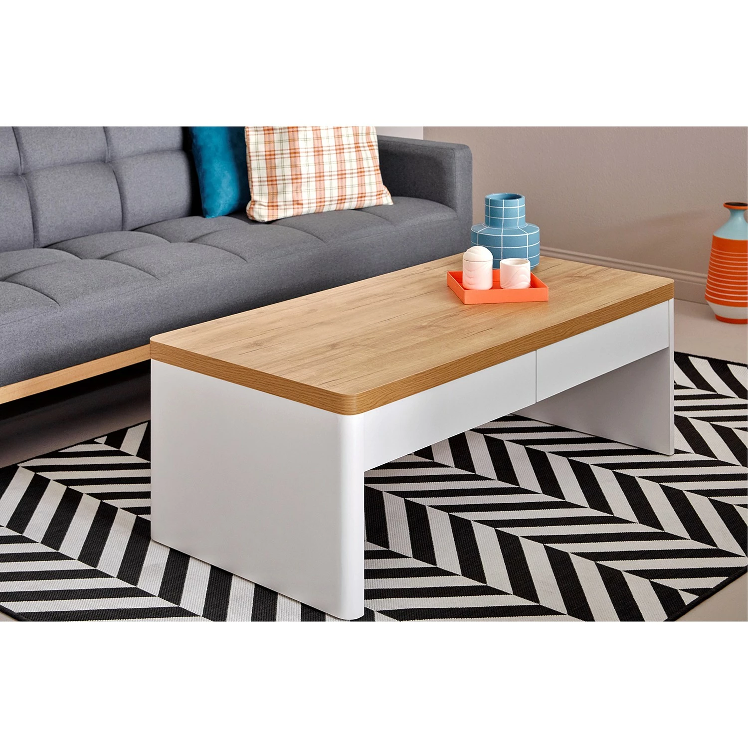 Jahnke Table basse Libre Coffee - Imitation duramen de chêne / Blanc 5 Jahnke Table basse Libre Coffee - Imitation duramen de chêne / Blanc – Image 3