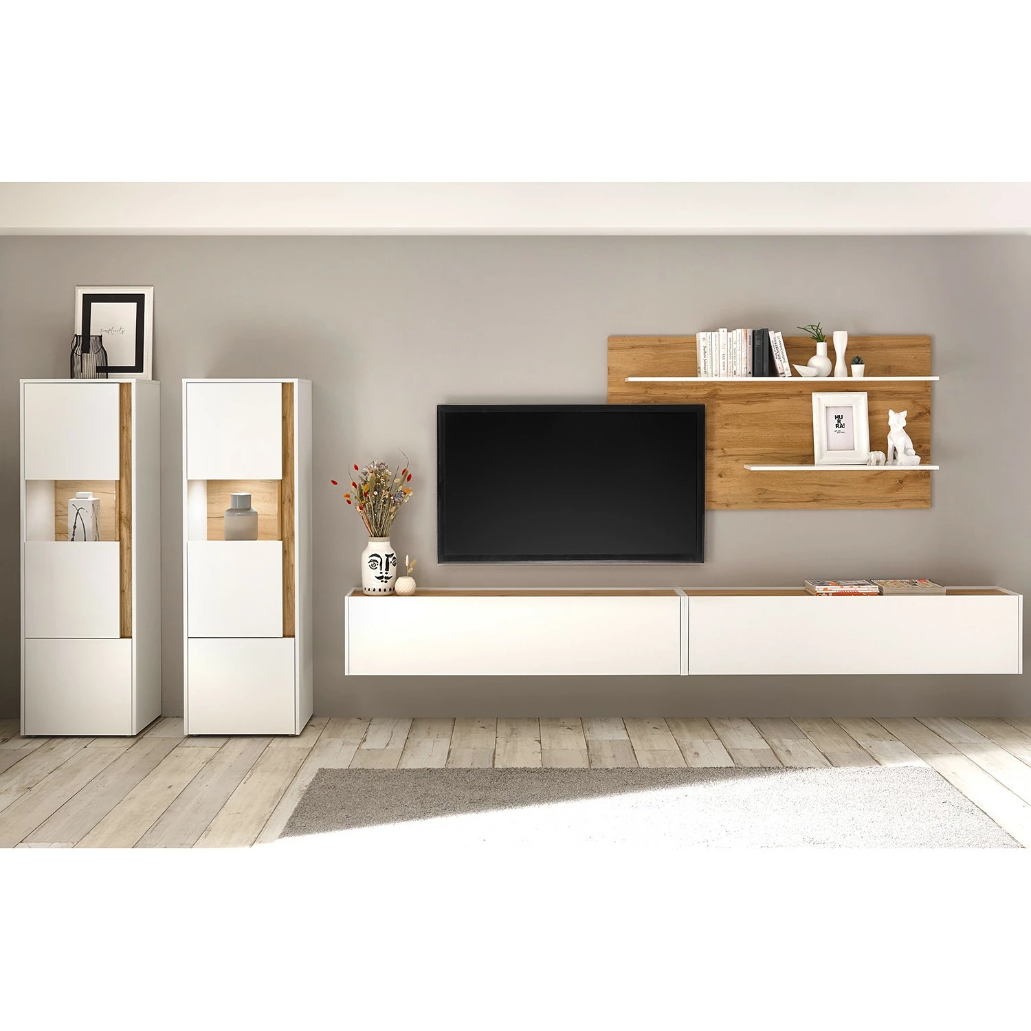 Norrwood Étagère murale Olon - Imitation chêne / Blanc 5 Norrwood Étagère murale Olon - Imitation chêne / Blanc – Image 3