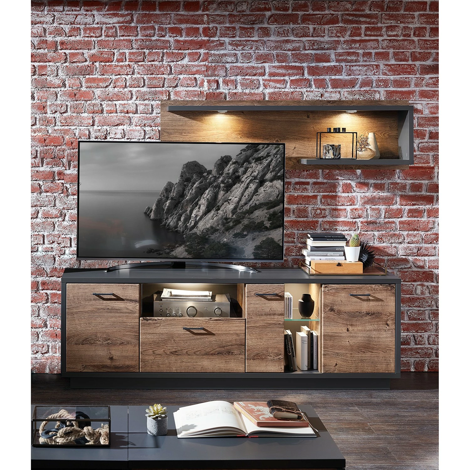 Red Living Ensemble meubles TV Batey (2 éléments) - Imitation chêne de Havel / Graphite 3 Red Living Ensemble meubles TV Batey (2 éléments) - Imitation chêne de Havel / Graphite